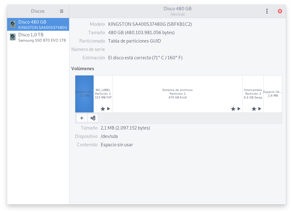 Utilidad de discos de gnome
